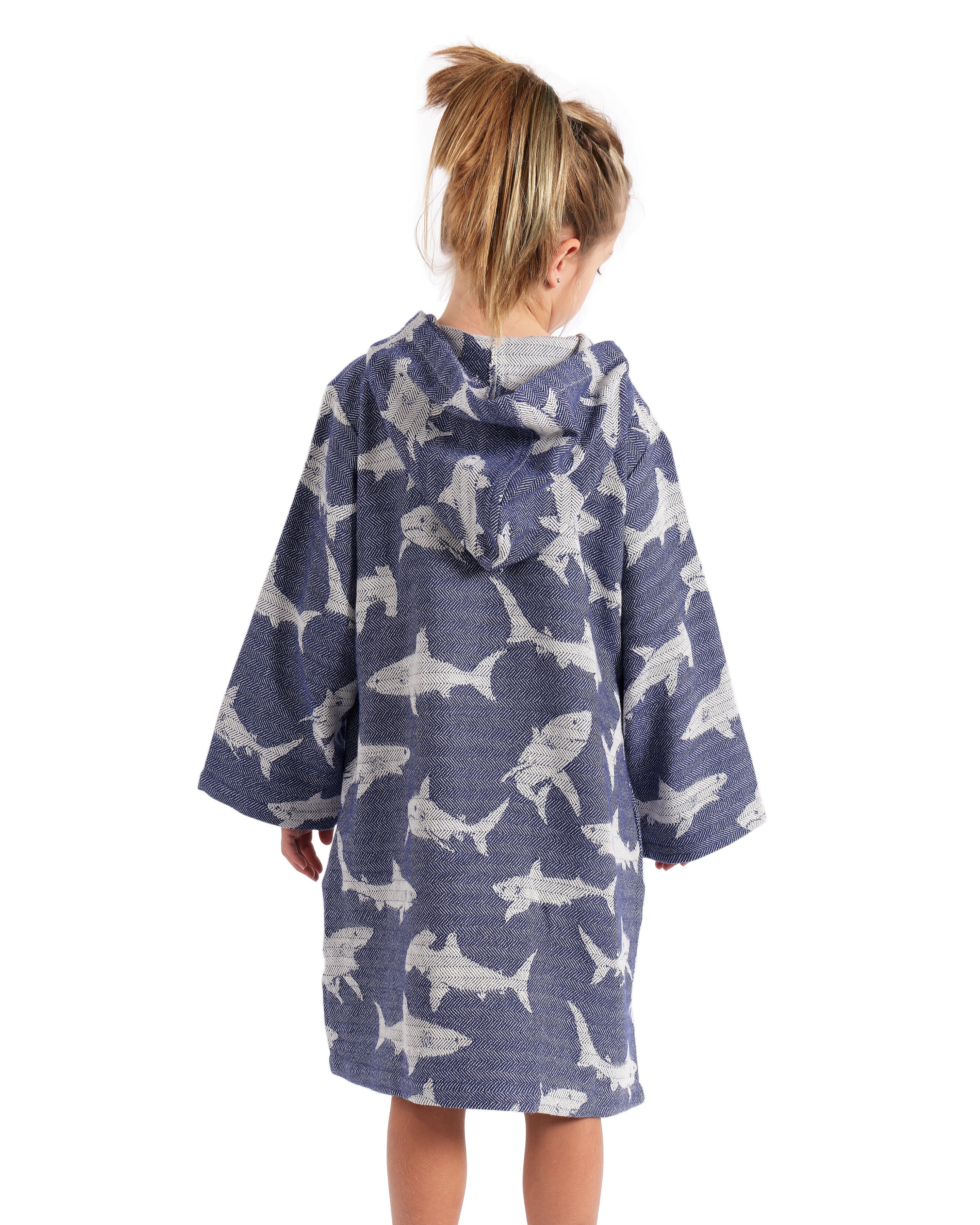 TASSOS Kids Shark Swim Coverup: Navy/Natural