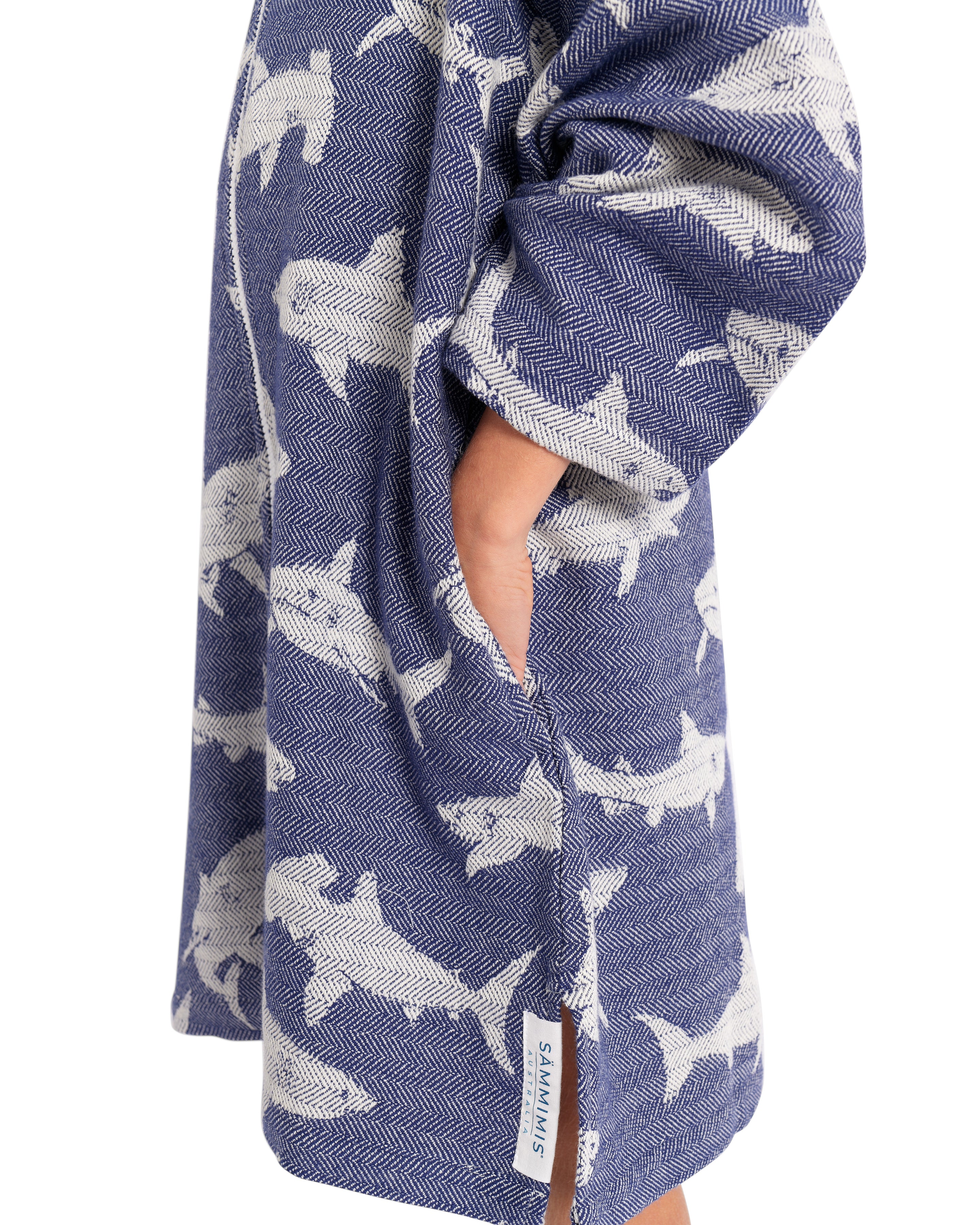 TASSOS Kids Shark Swim Coverup: Navy/Natural