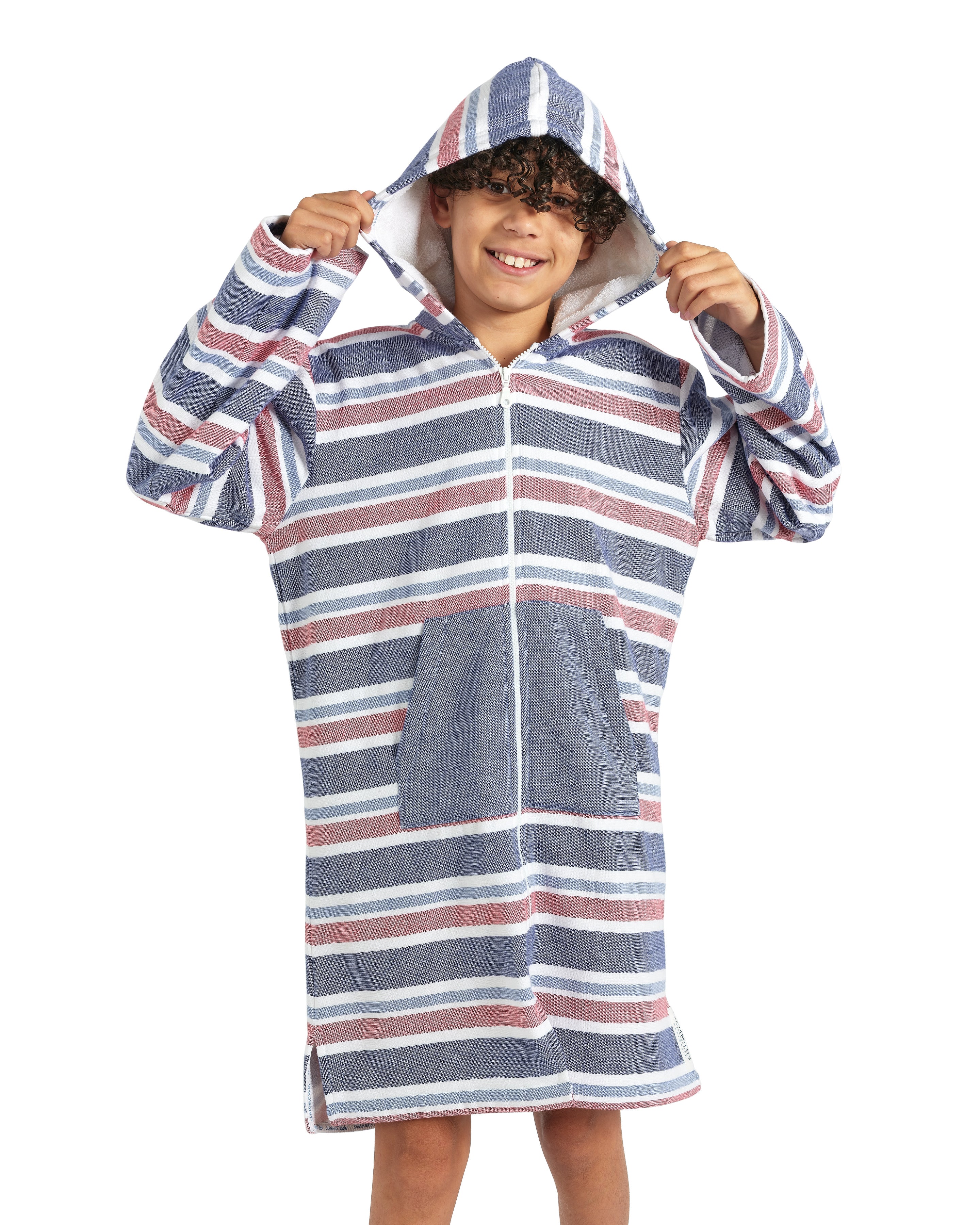 MENORCA Kids Terry Swim Coverup: Navy/Red/Denim