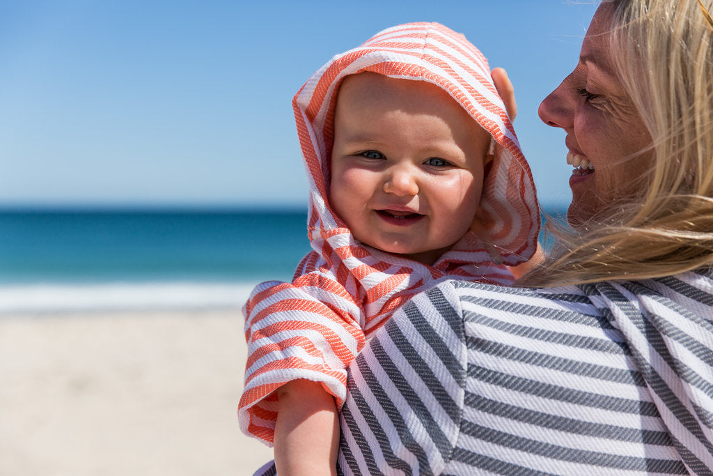 AMALFI Baby Hooded Towel: Coral/White