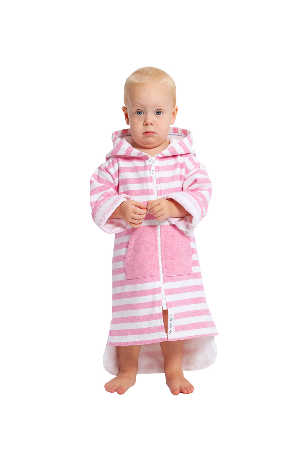 MENORCA Baby Terry Hooded Towel: Pink/White