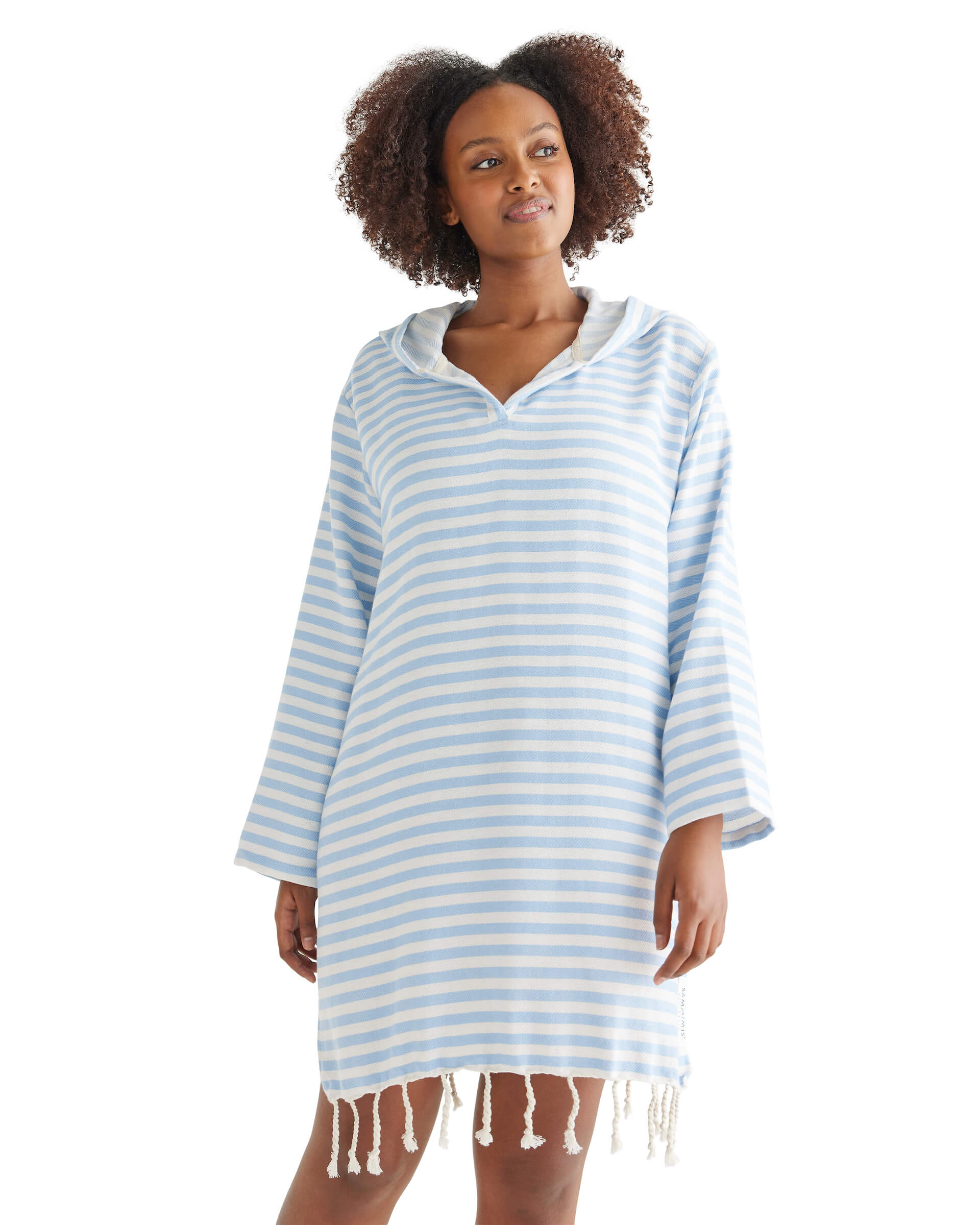 AMALFI Adult Hooded Towel Plus Size: Sky Blue/White