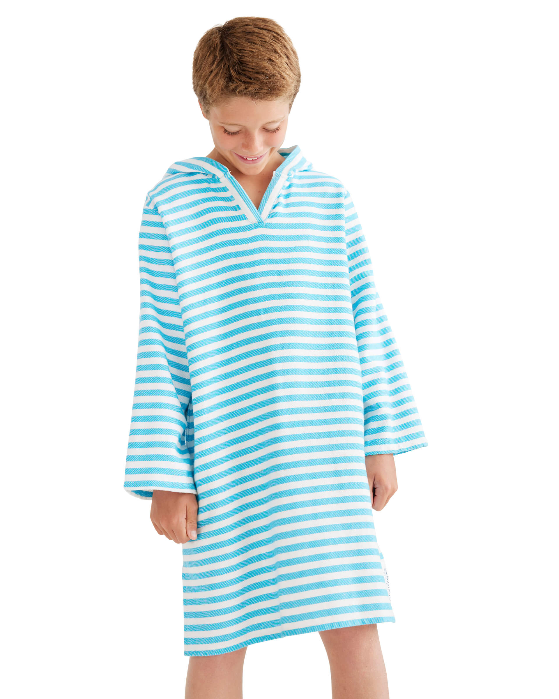 Turkish Child Hooded Towel TASSOS Baby Hooded Towel: Sea Green/White