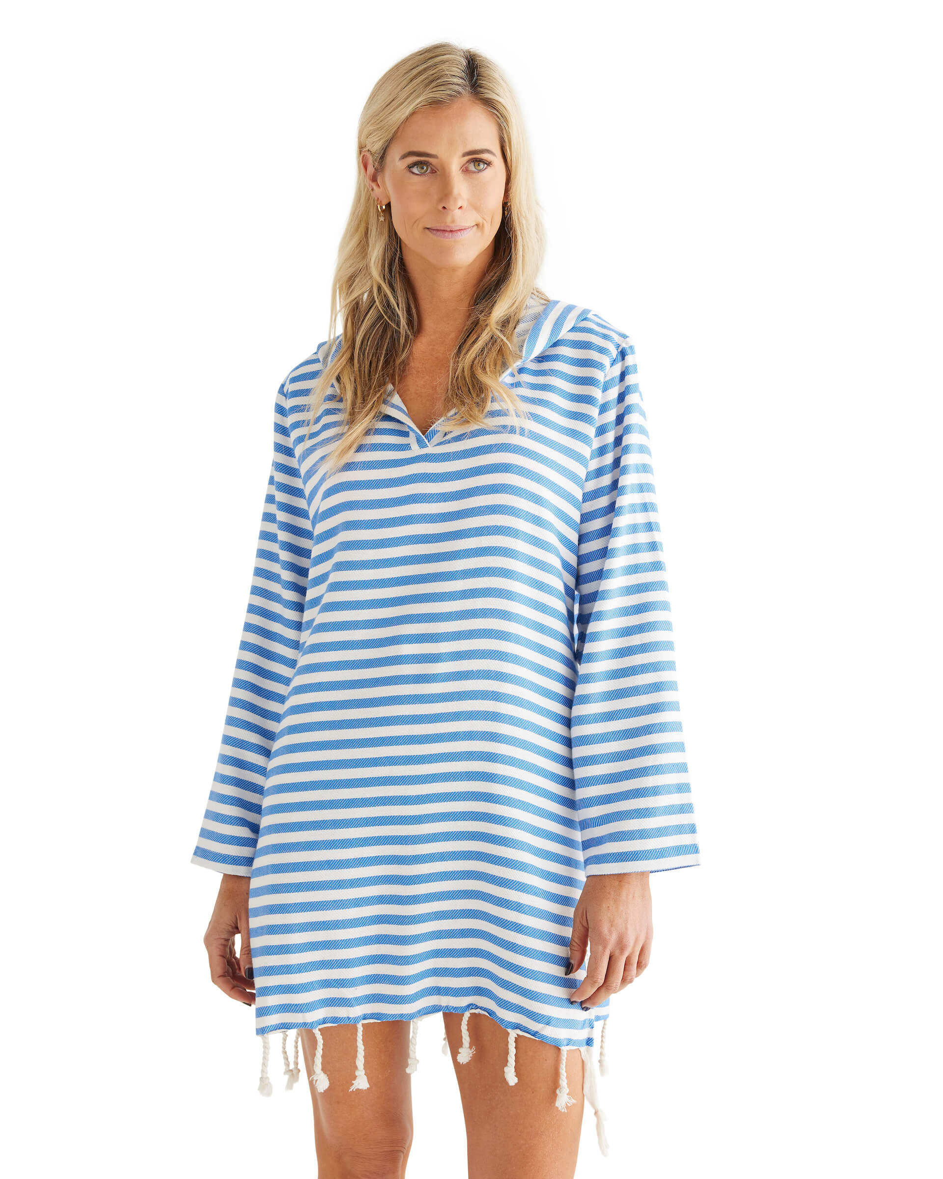 AMALFI Adult Hooded Towel: Royal Blue/White