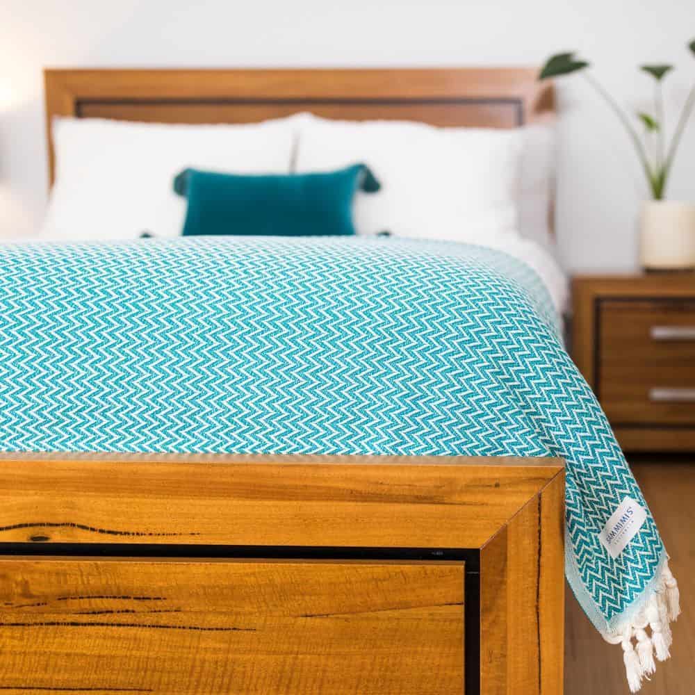 BARCELONA Throw: Teal/Natural