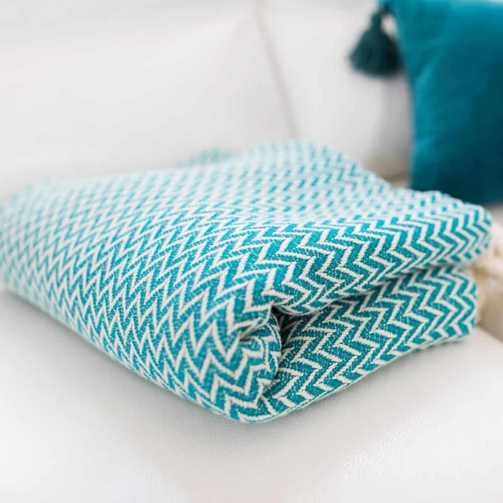 BARCELONA Throw: Teal/Natural