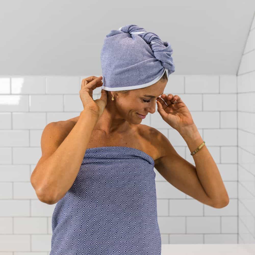 CARROS Terry Hair Towel: Navy