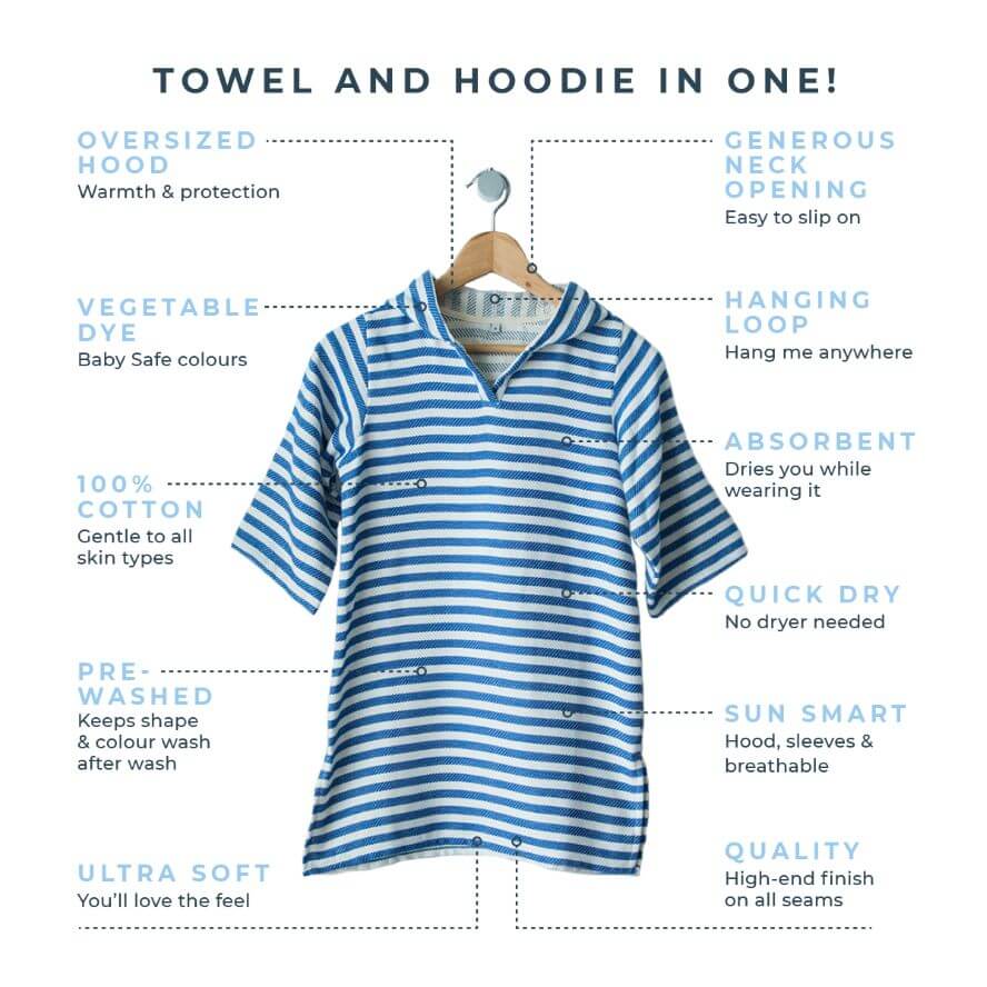 AMALFI Baby Hooded Towel: Royal Blue/White