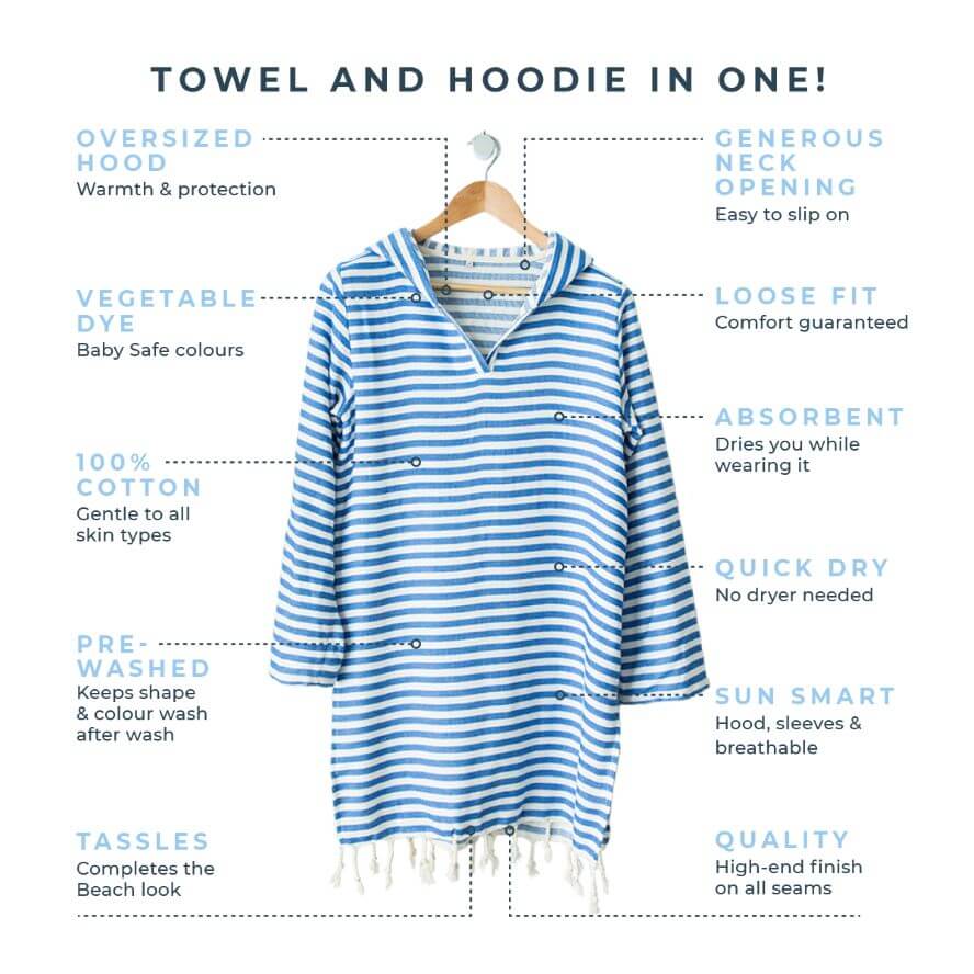 AMALFI Adult Hooded Towel: Royal Blue/White