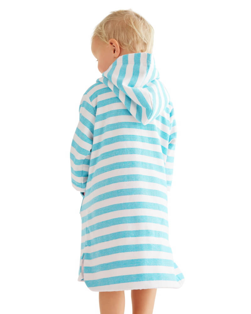 MENORCA Baby Terry Hooded Towel: Aqua/White