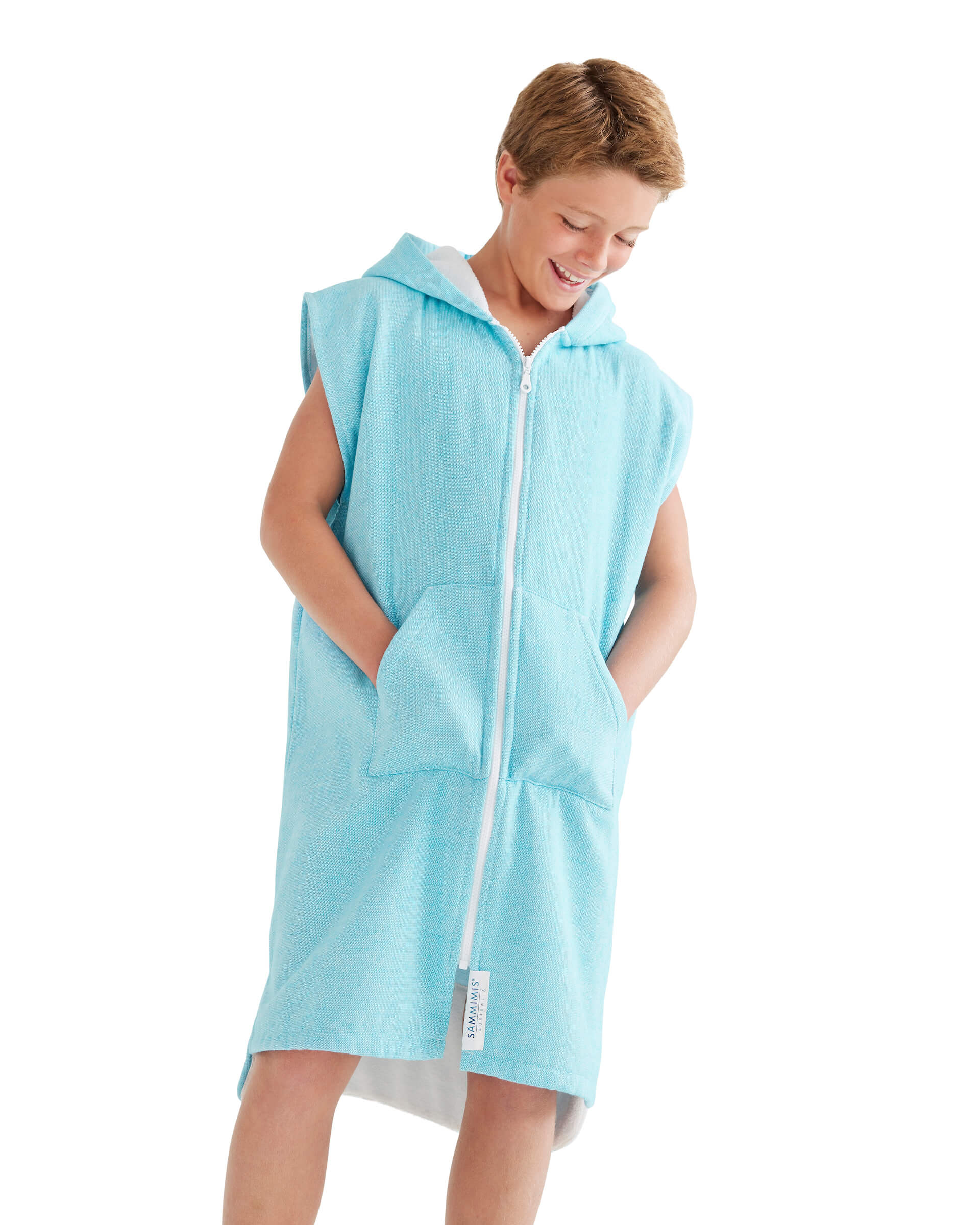 MONTEROSSO Kids Sleeveless Terry Hooded Towel: Aqua