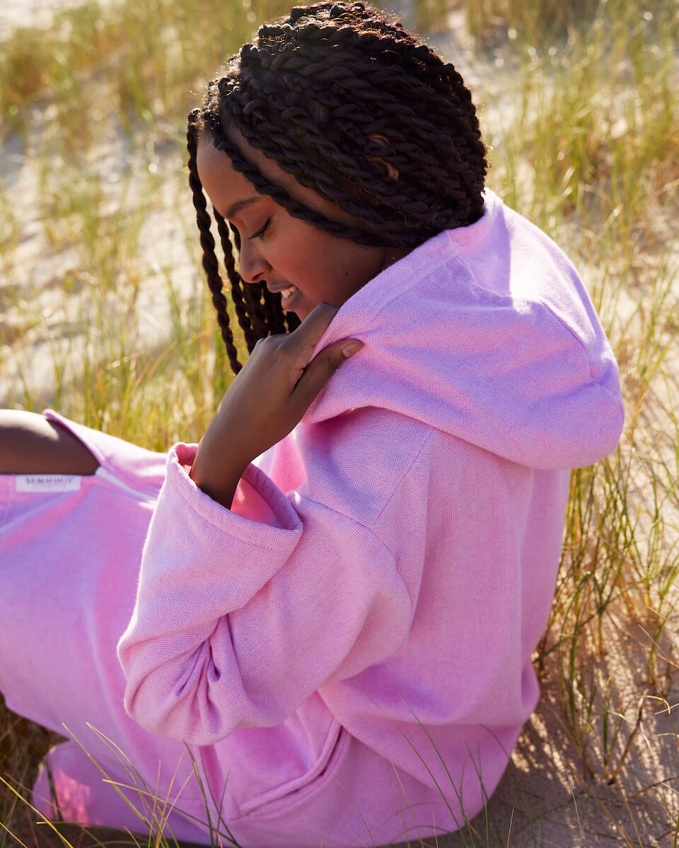 POSITANO Adult Terry Hooded Towel: Pink