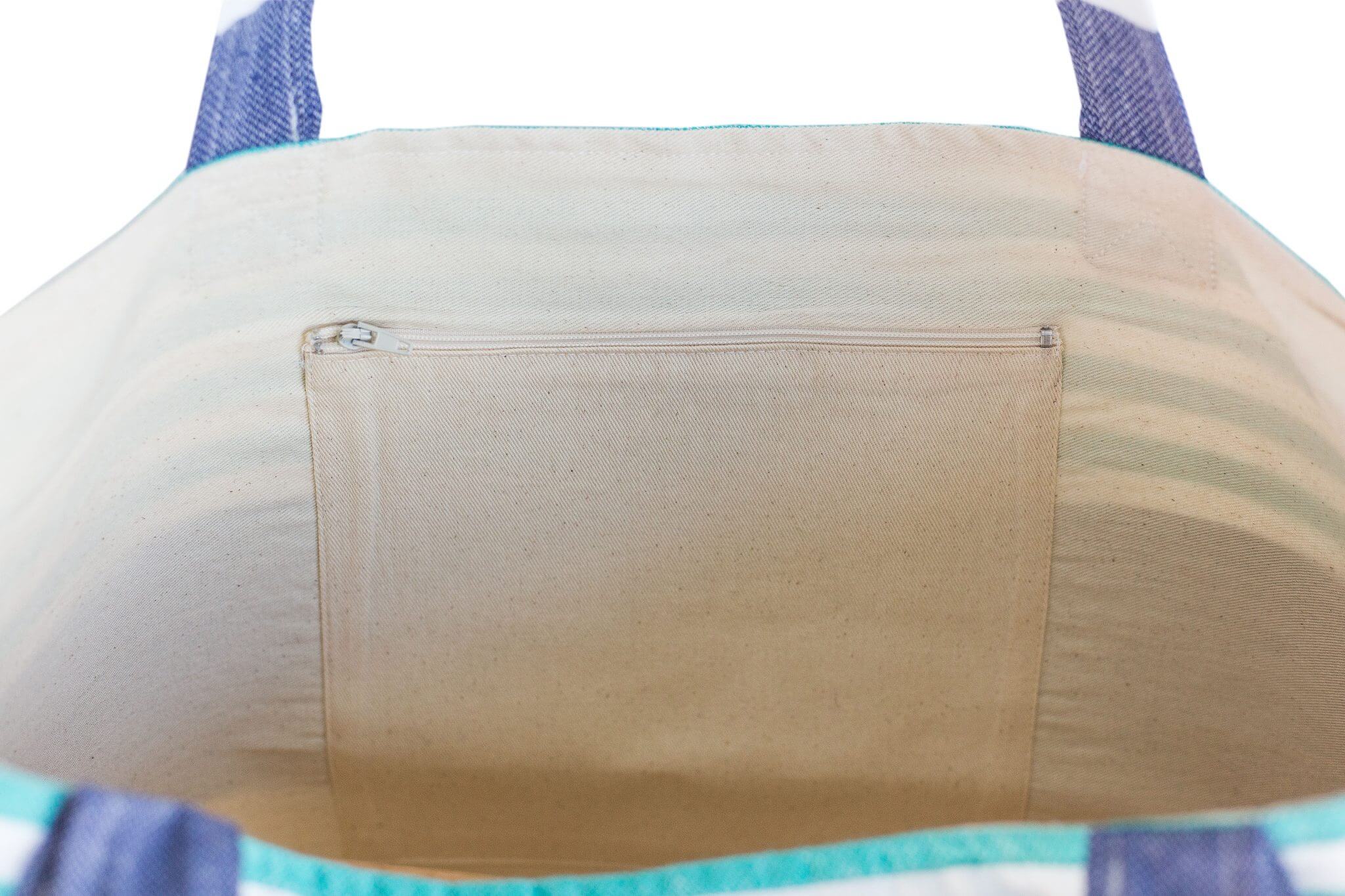 ST TROPEZ Beach Bag: Navy/Sea Green