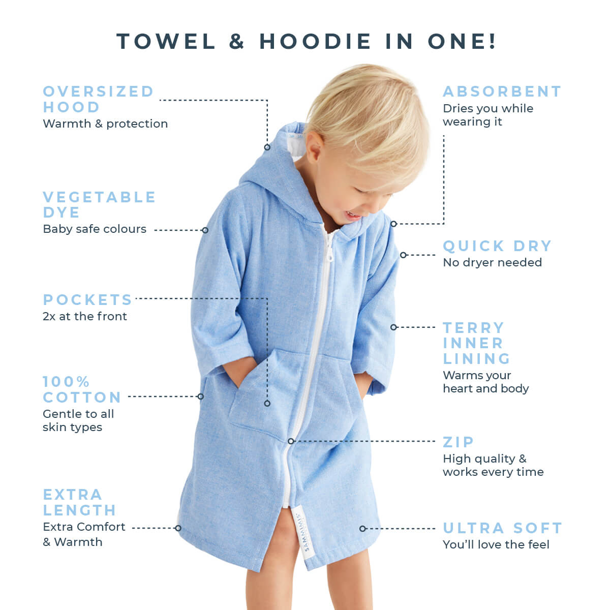 MENORCA Baby Terry Hooded Towel: Royal Blue