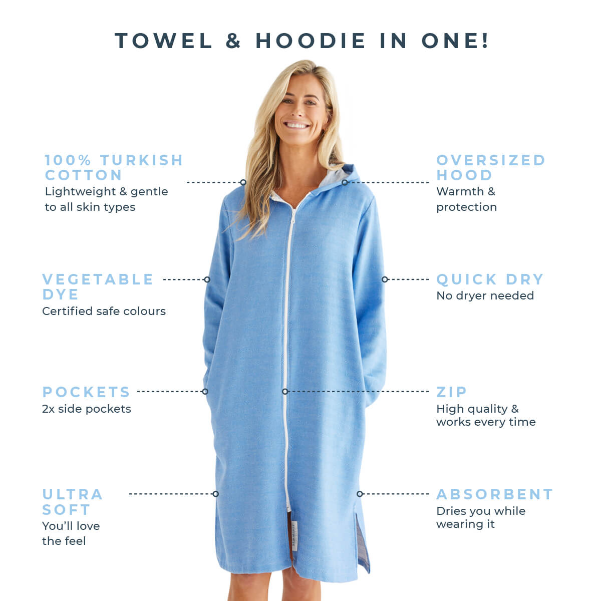 LA PELOSA Adult Hooded Towel Plus Size: Royal Blue