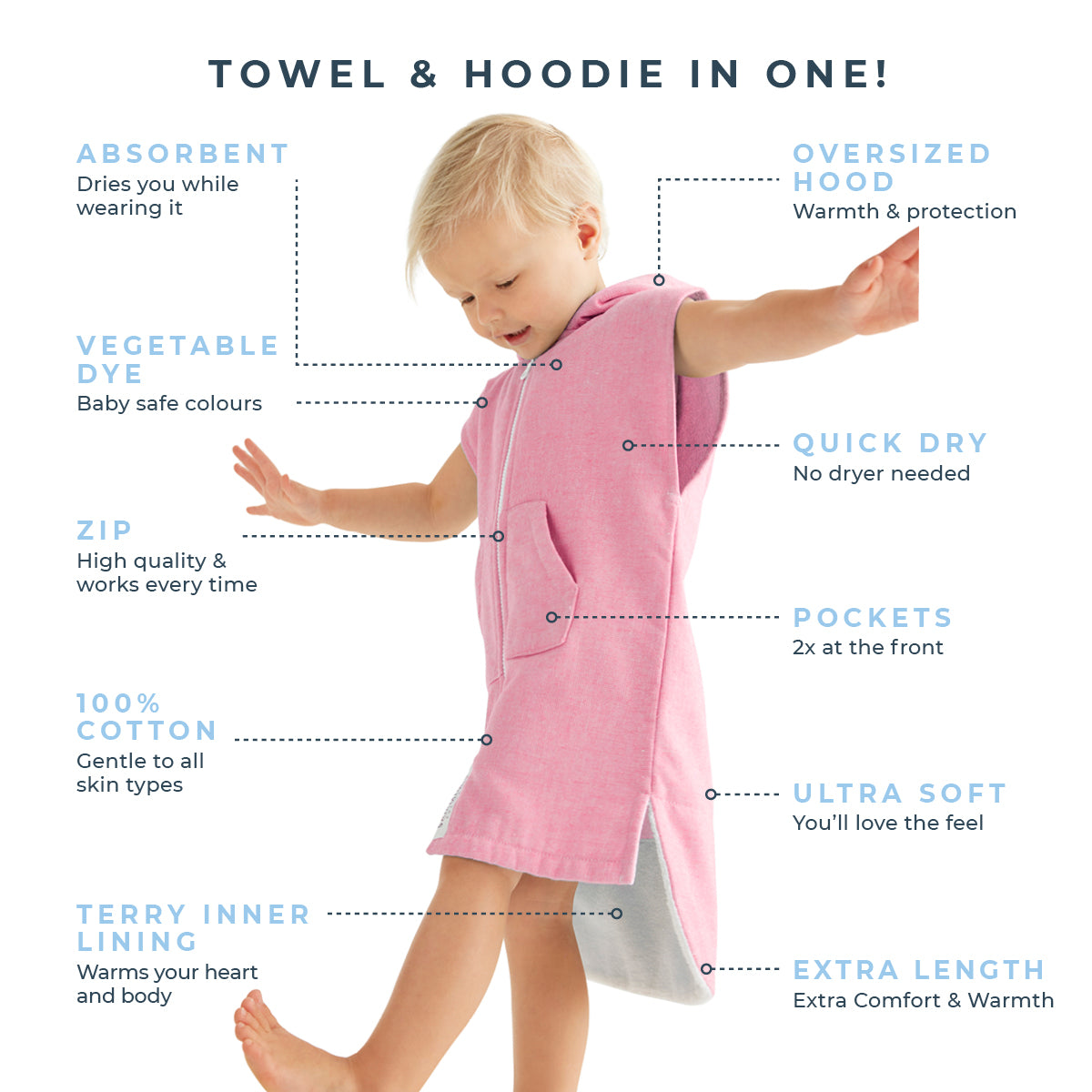 MONTEROSSO Baby Sleeveless Terry Hooded Towel: Pink