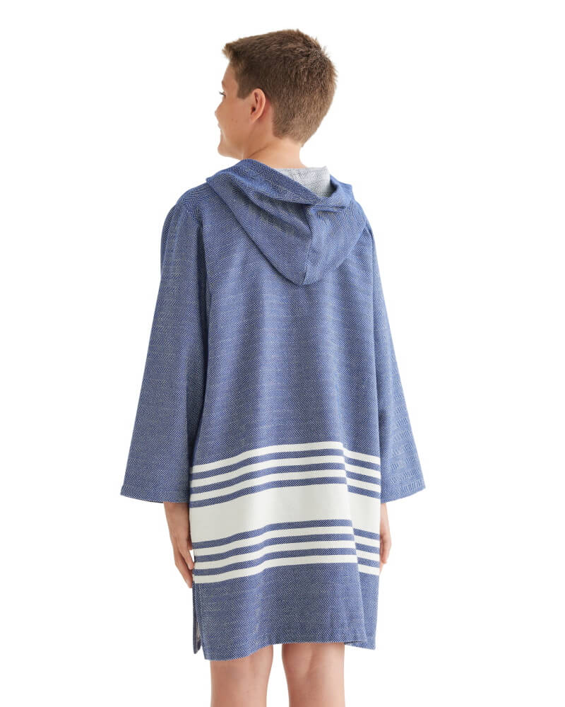 TASSOS Kids Hooded Towel: Navy/White