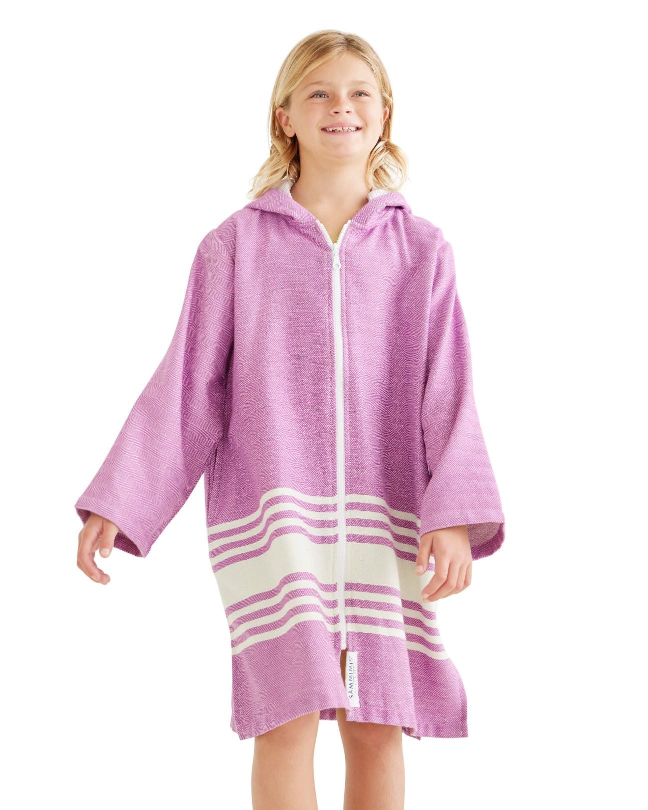 TASSOS Kids Hooded Towel: Purple/White