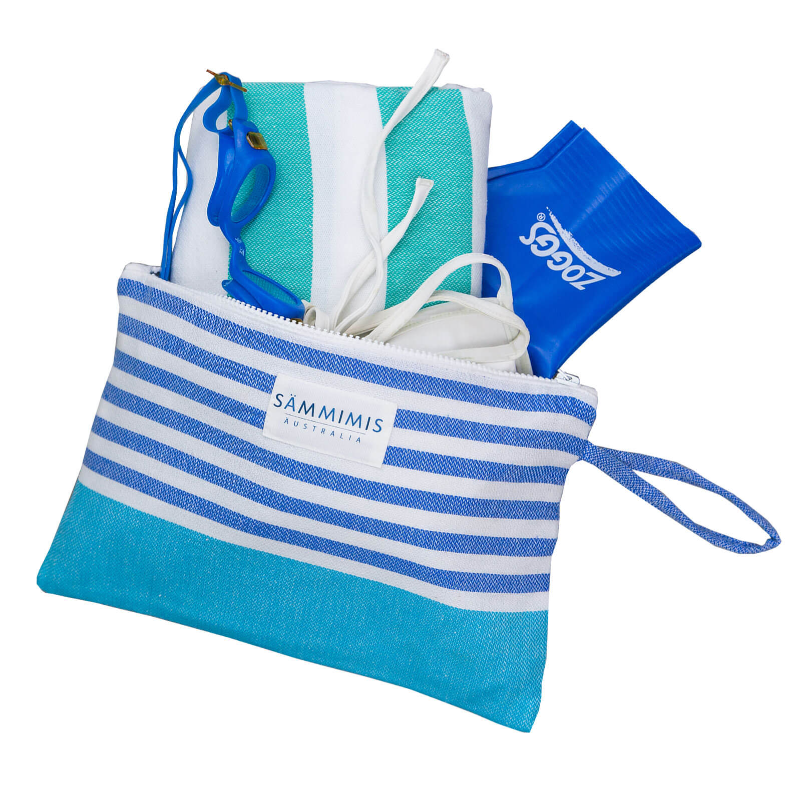 MAYO Swimsuit Wet Bag: Aqua/Royal Blue