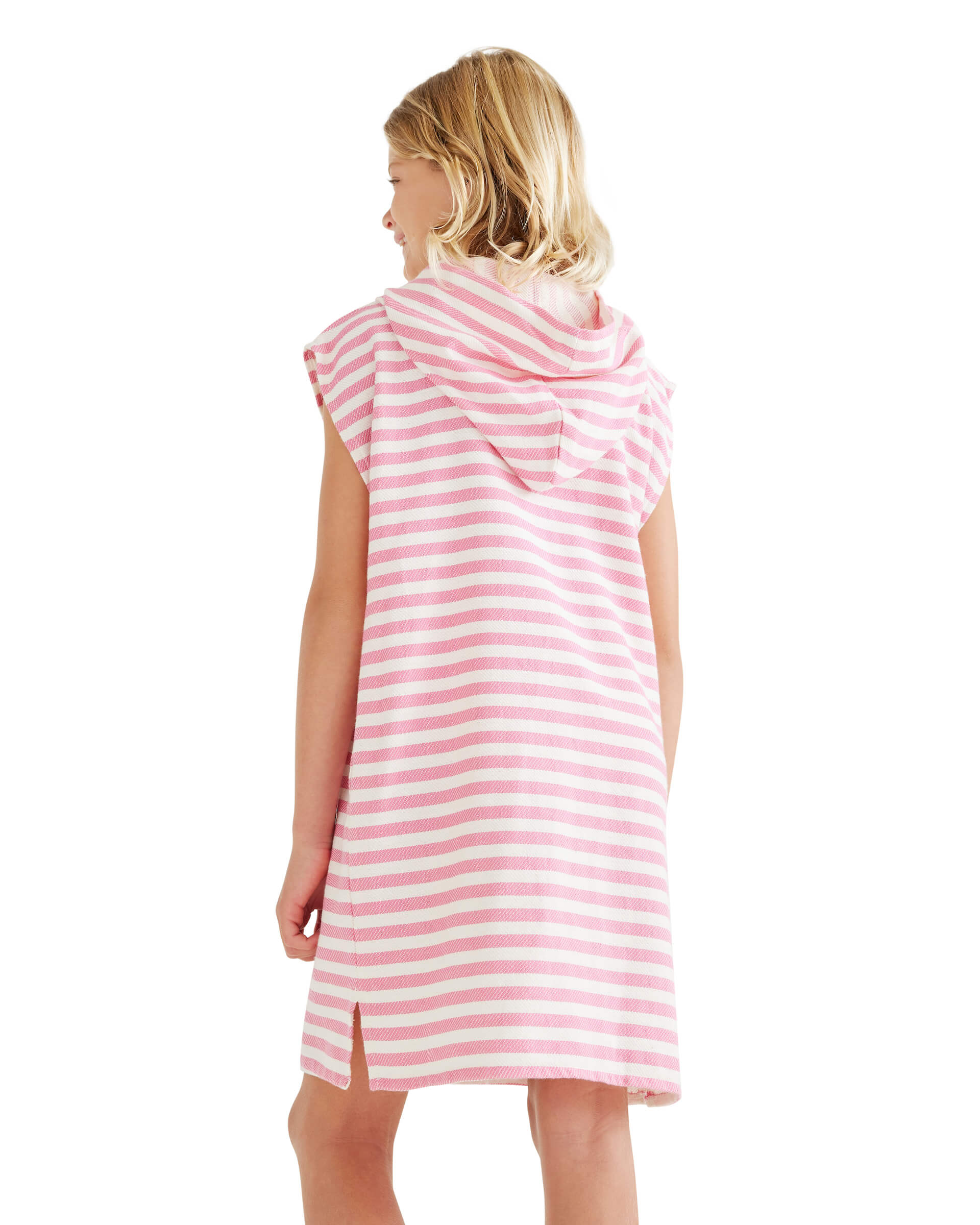 AMALFI Kids Sleeveless Hooded Towel: Hot Pink/White