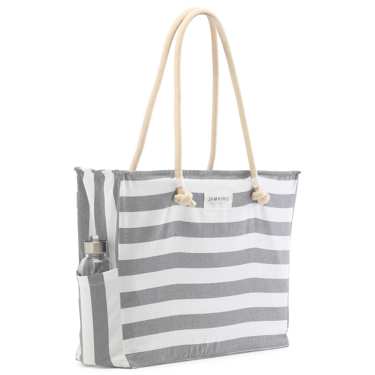 BONIFACIO Jumbo Beach Bag: Charcoal/White
