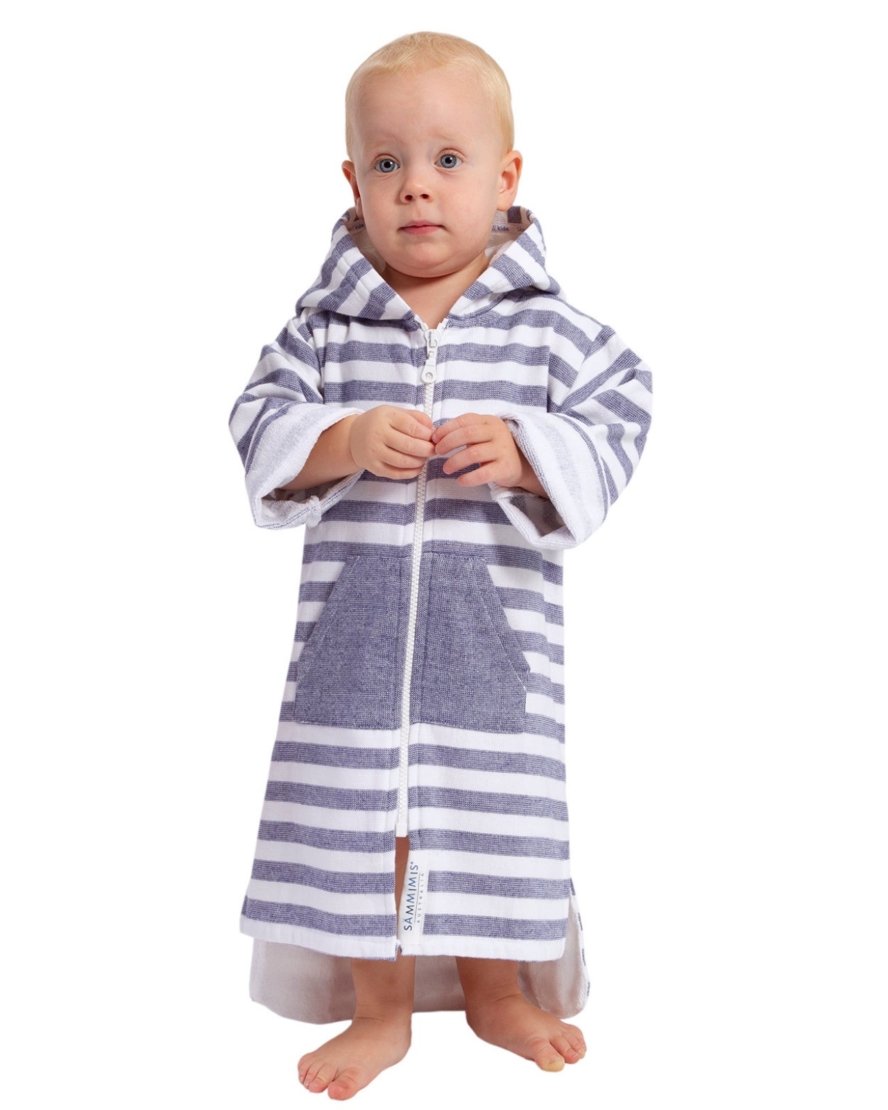 MENORCA Baby Terry Hooded Towel: Navy/White