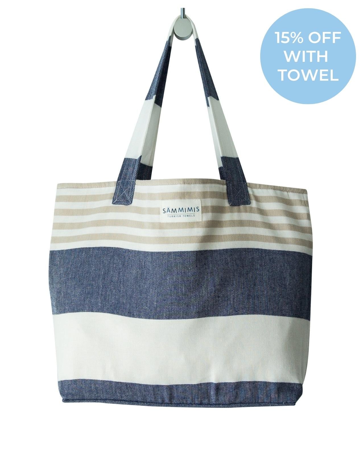 ST TROPEZ Beach Bag: Navy/Beige