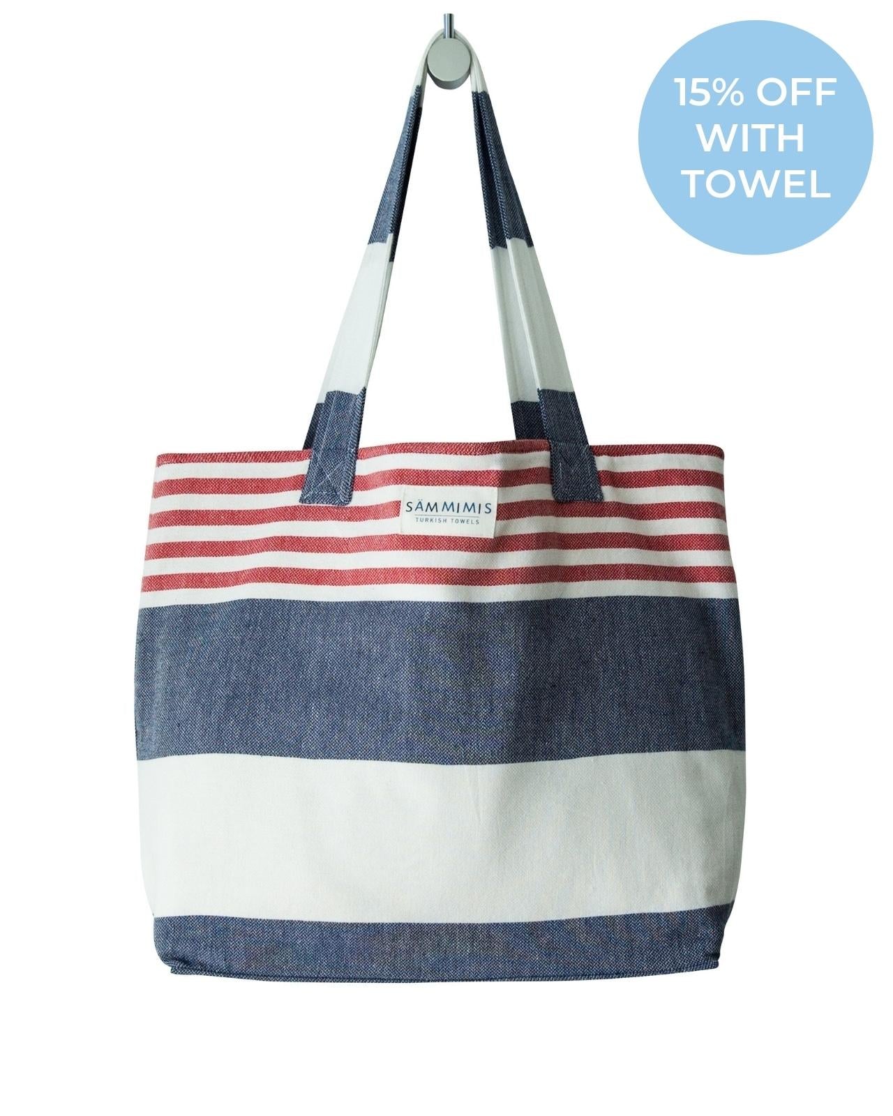 ST TROPEZ Beach Bag: Navy/Red