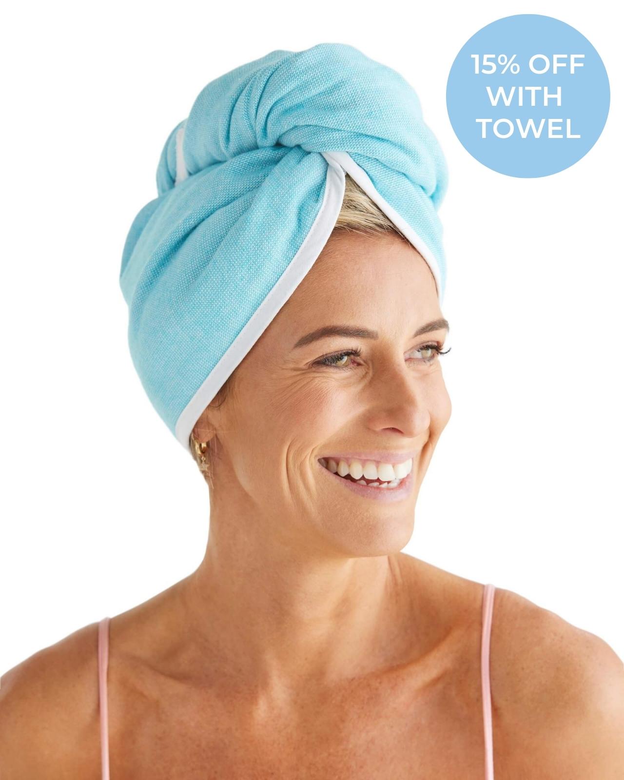 CARROS Terry Hair Towel: Aqua