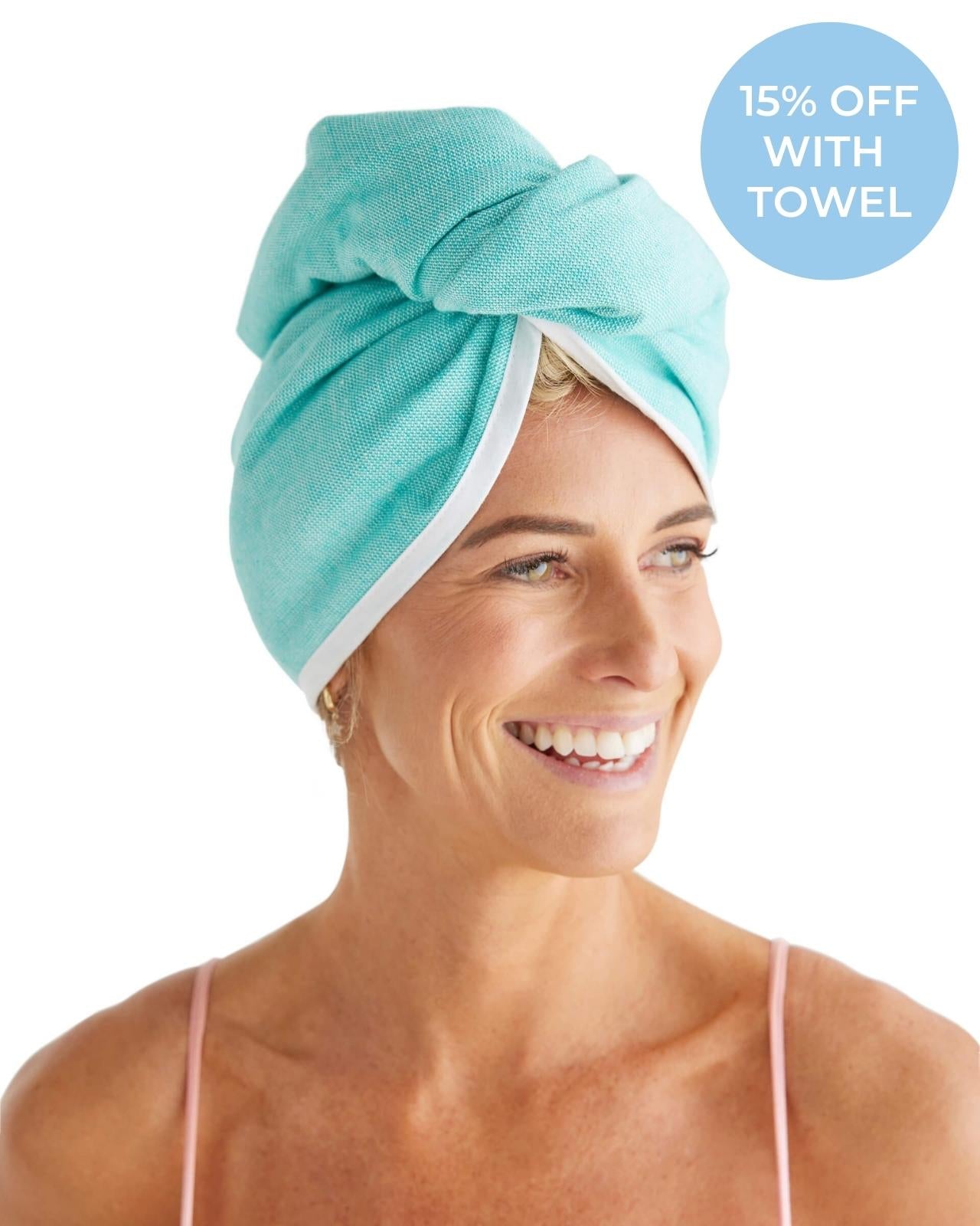 CARROS Terry Hair Towel: Sea Green