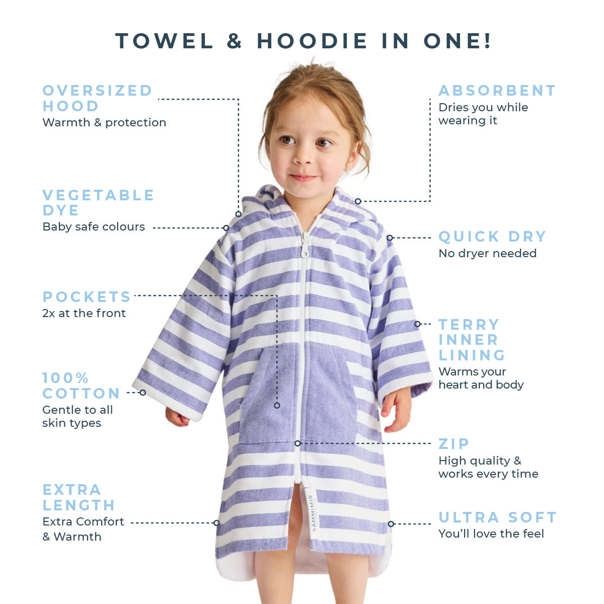 MENORCA Baby Terry Hooded Towel: Purple/White
