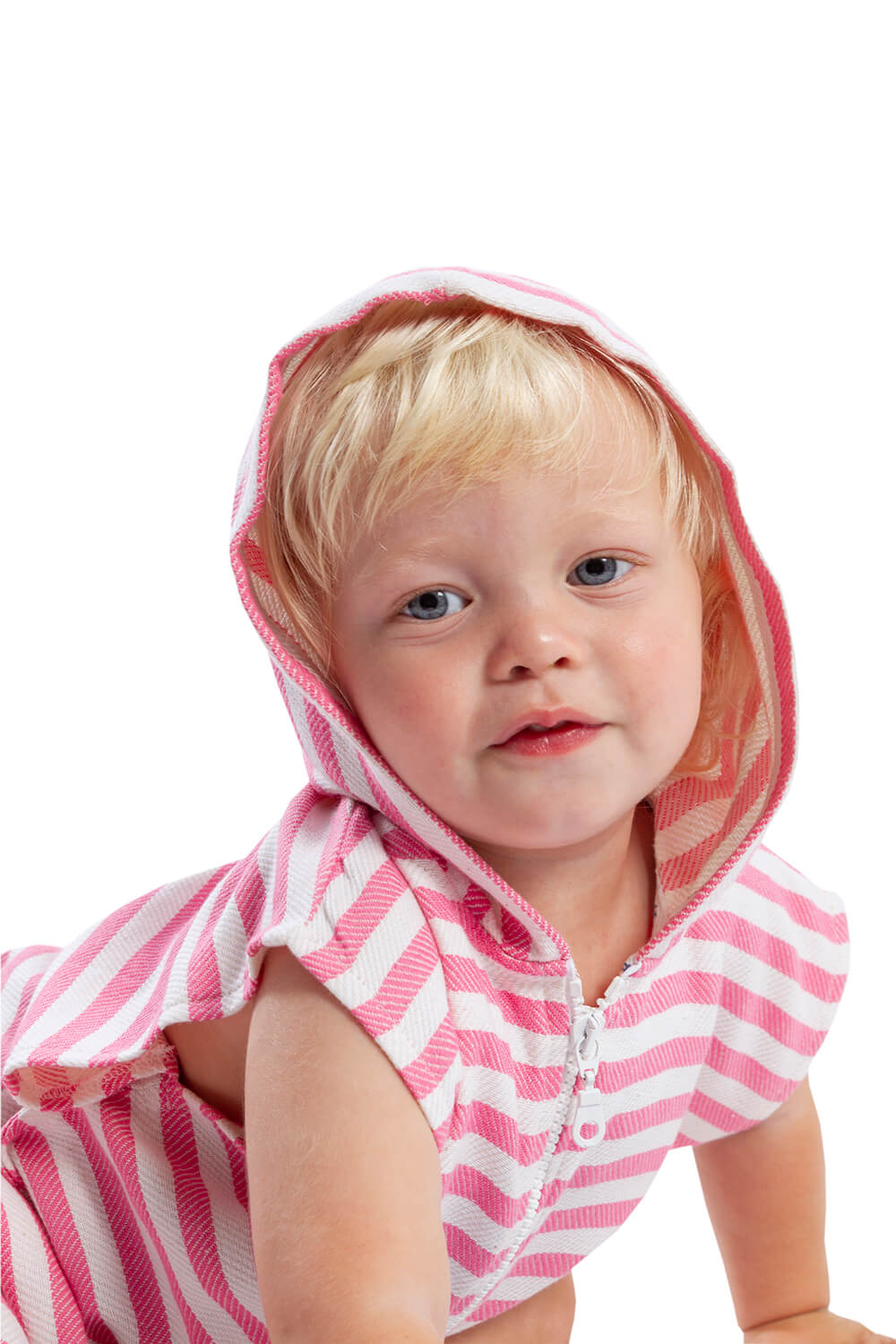 AMALFI Baby Sleeveless Hooded Towel: Hot Pink/White