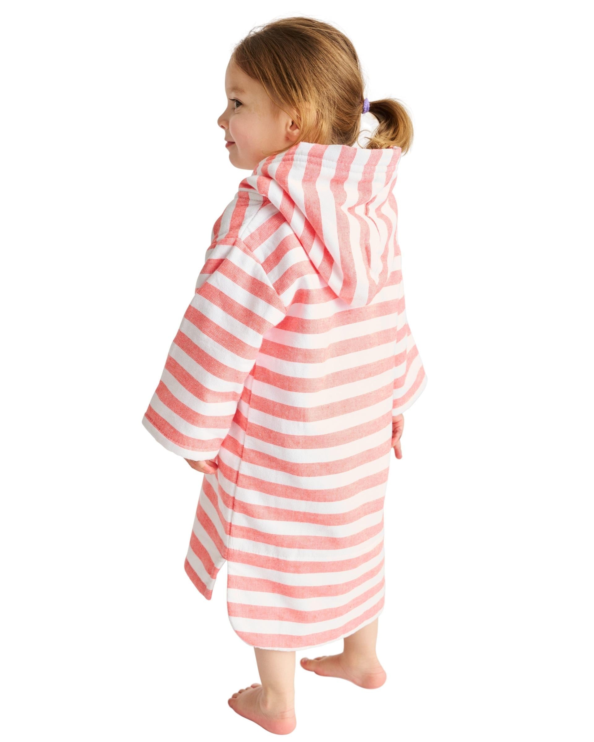 MENORCA Baby Terry Hooded Towel: Coral/White