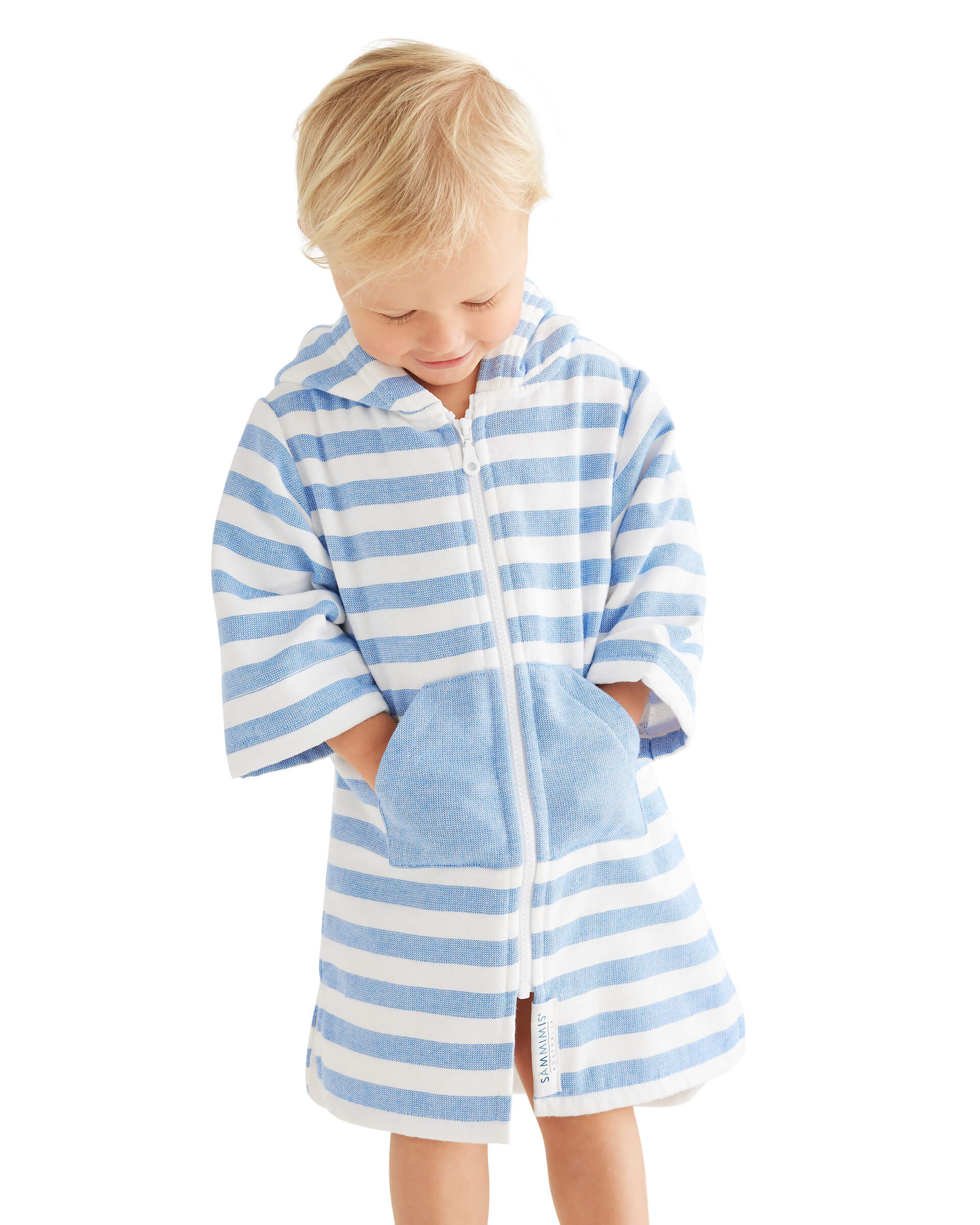 MENORCA Baby Terry Hooded Towel: Royal Blue/White