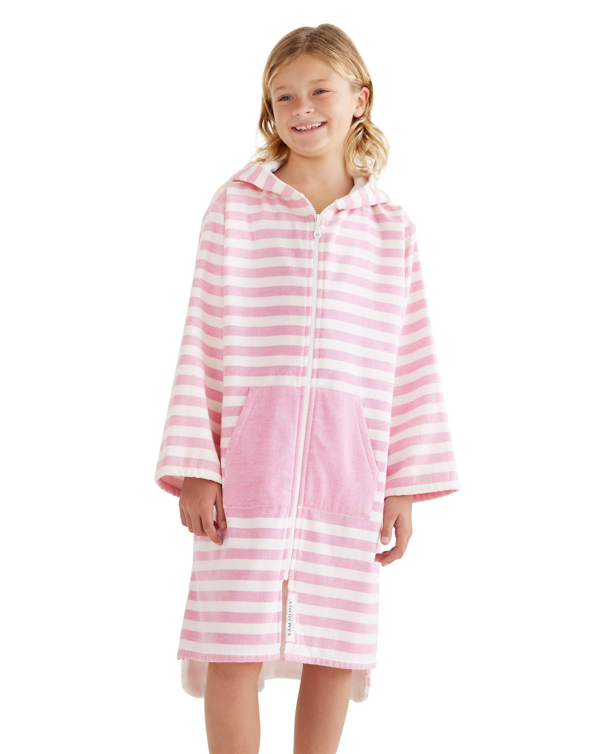 MENORCA Kids Terry Hooded Towel: Pink/White