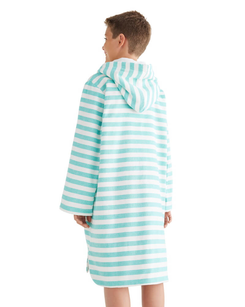 MENORCA Kids Terry Hooded Towel: Sea Green/White