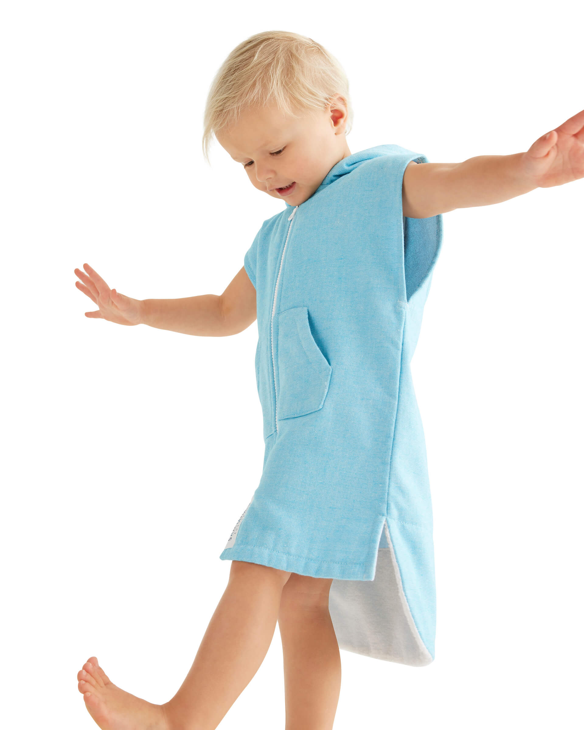 MONTEROSSO Baby Sleeveless Terry Hooded Towel:  Aqua