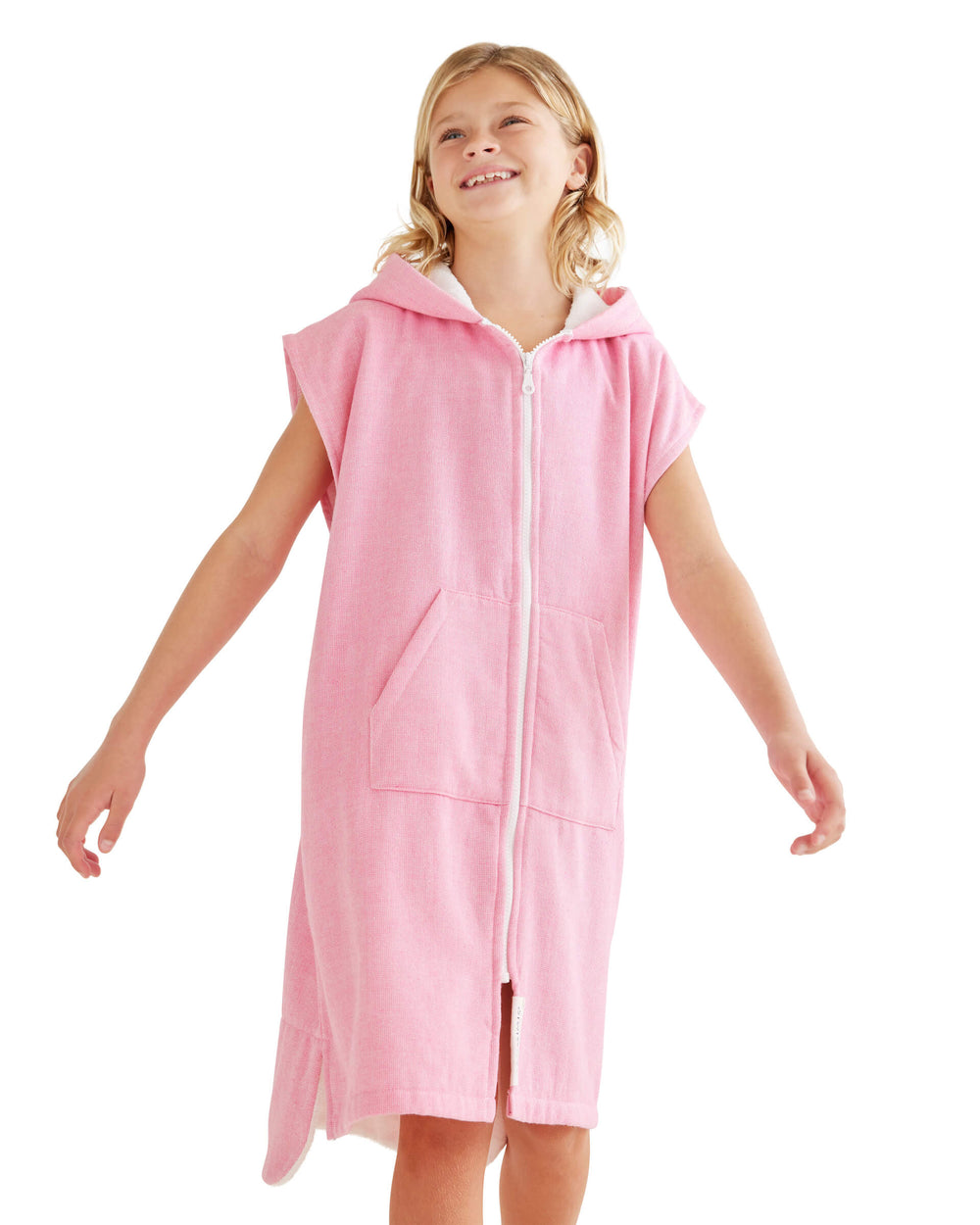 Terry Tots Hooded Towel, Pink Embroidered Dots main image 1