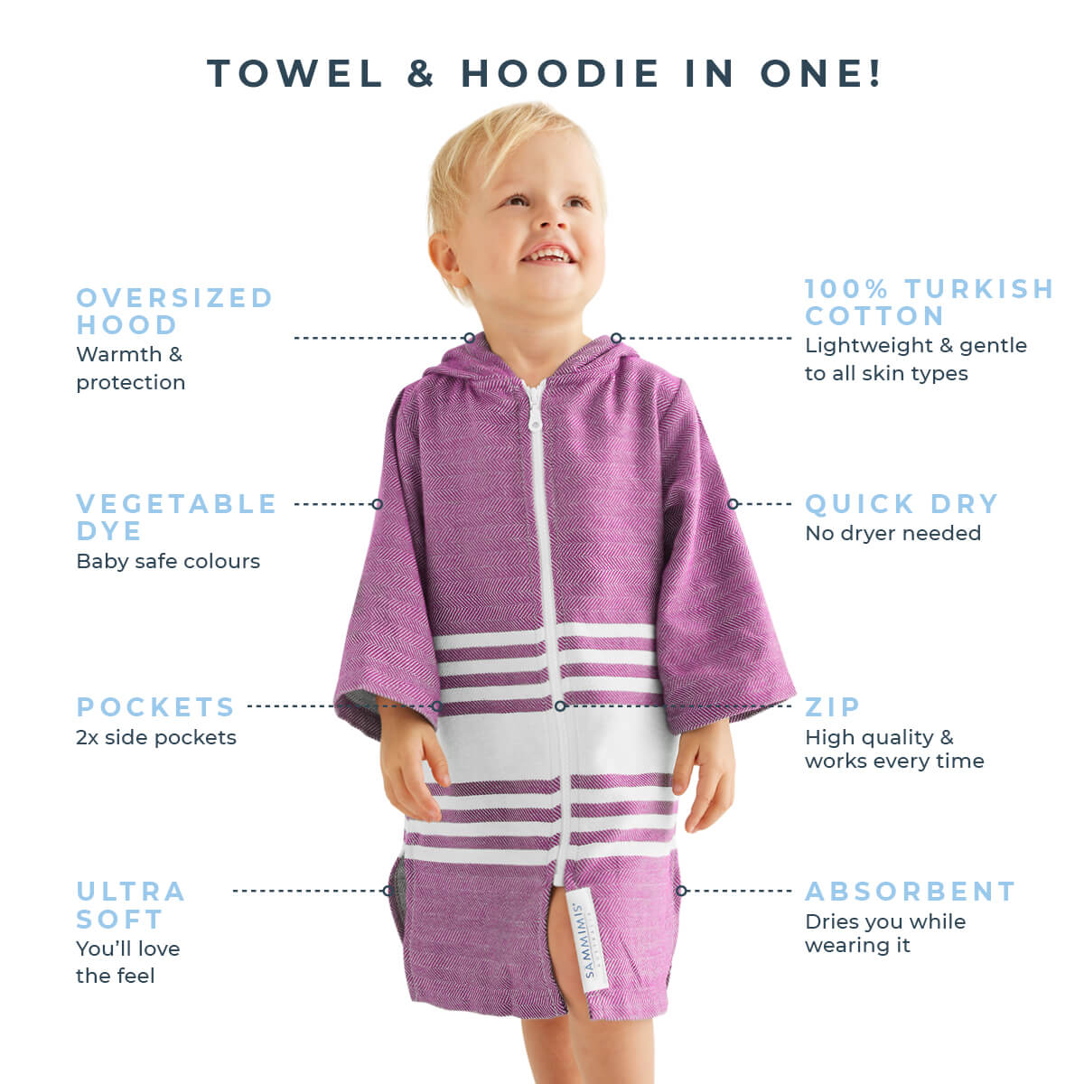 Infographic Tassos Hooded Towel Purple