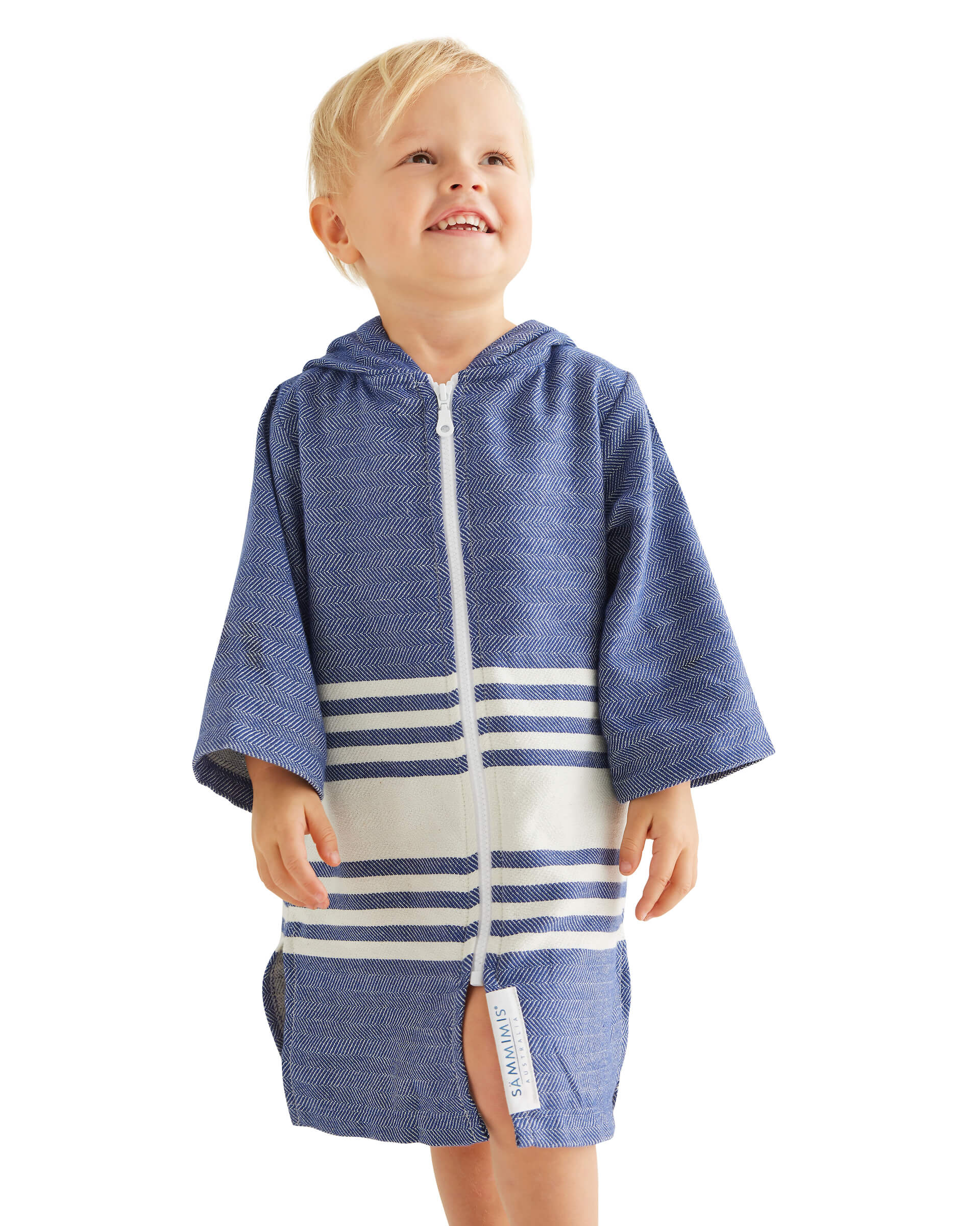 TASSOS Baby Hooded Towel: Navy/White