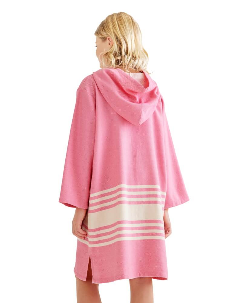 TASSOS Kids Hooded Towel: Hot Pink/White