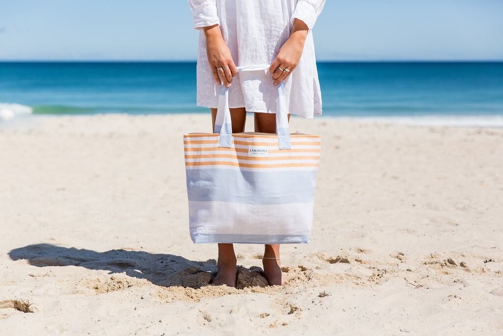 ST TROPEZ Beach Bag: Ice Blue/Orange